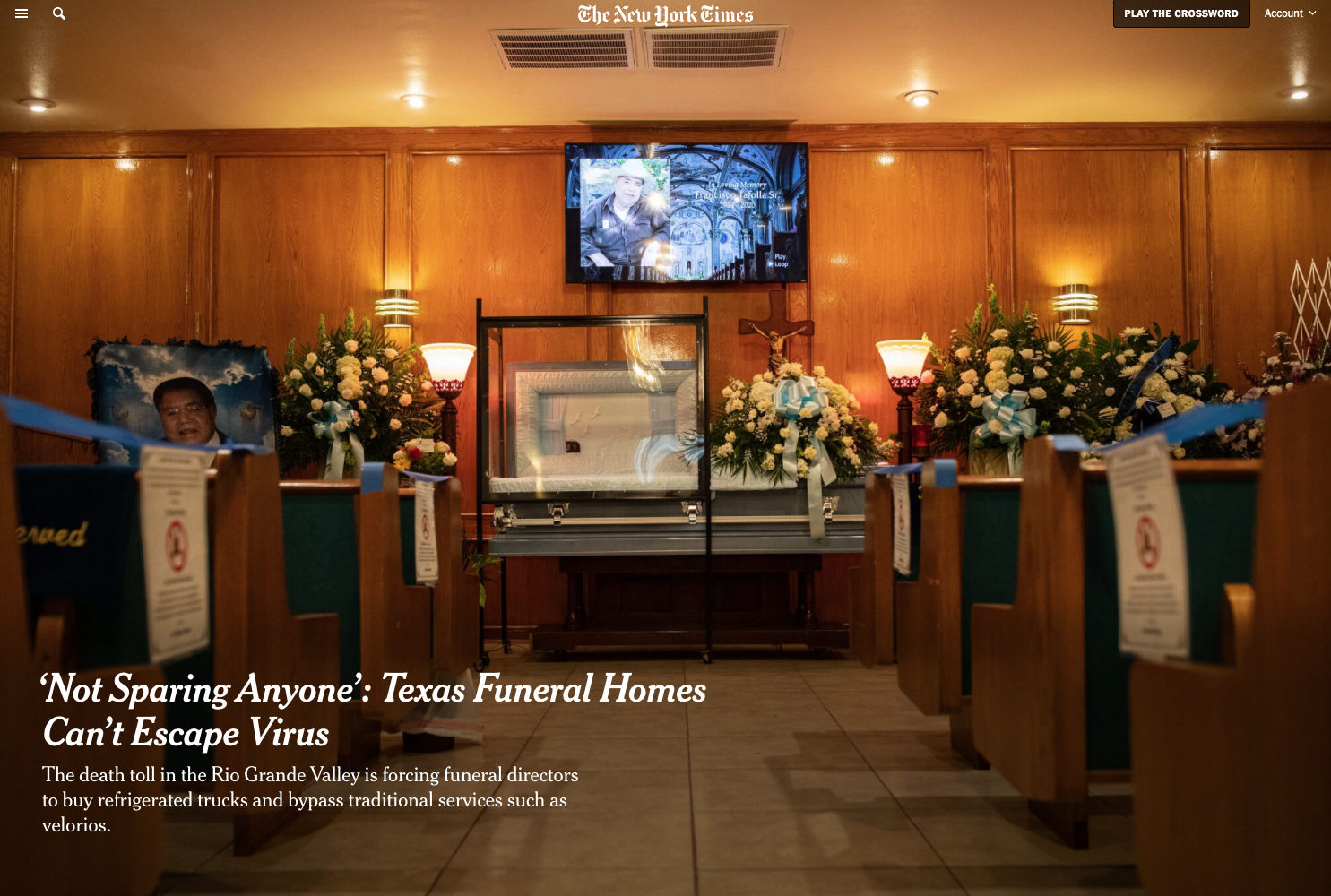 ‘Not Sparing Anyone’: Texas Funeral Homes Can’t Escape Virus
