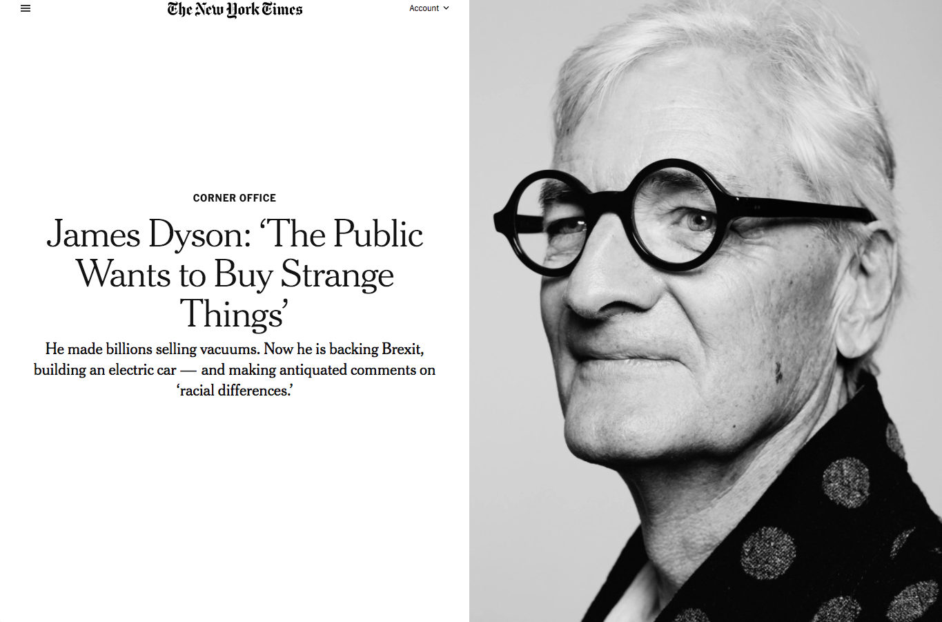 James Dyson: ‘The Public Wants to Buy Strange Things’